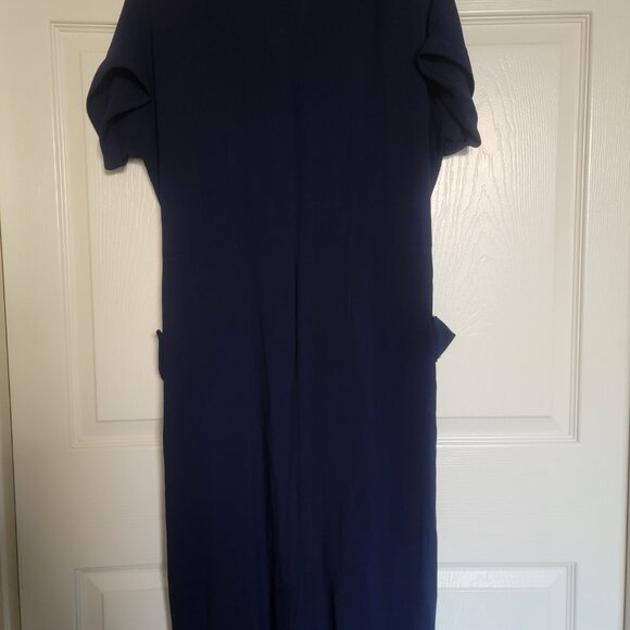 Vintage hand-beaded navy blue cocktail dress; approx. size 4-6 (s) - Picture 7 of 16